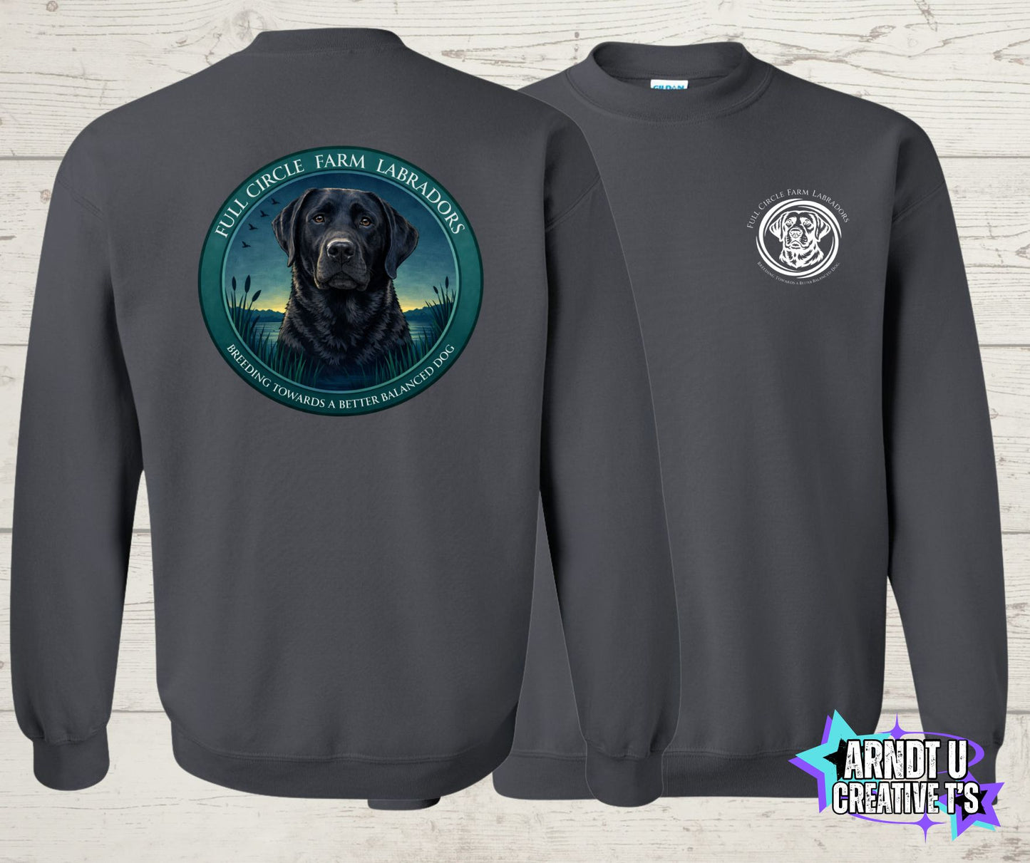 Full Circle Farm Labradors Black Lab Crewneck Sweatshirt
