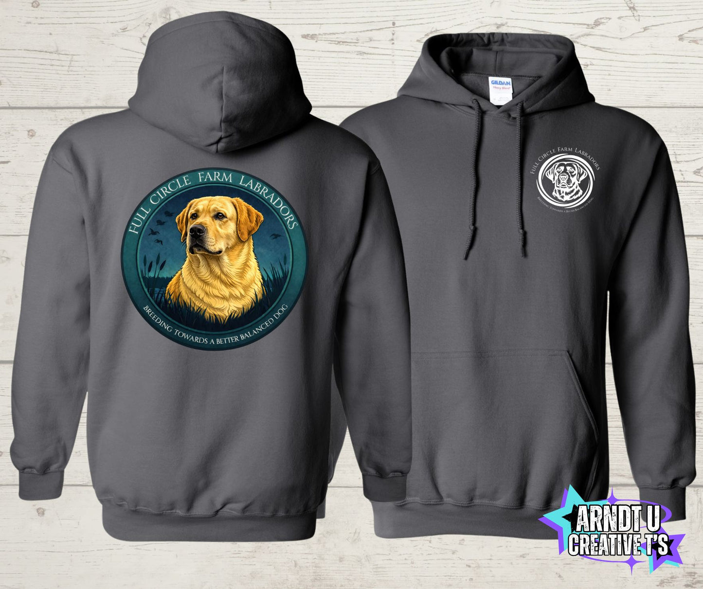 Full Circle Farm Labradors Yellow Lab Gildan Hoodies