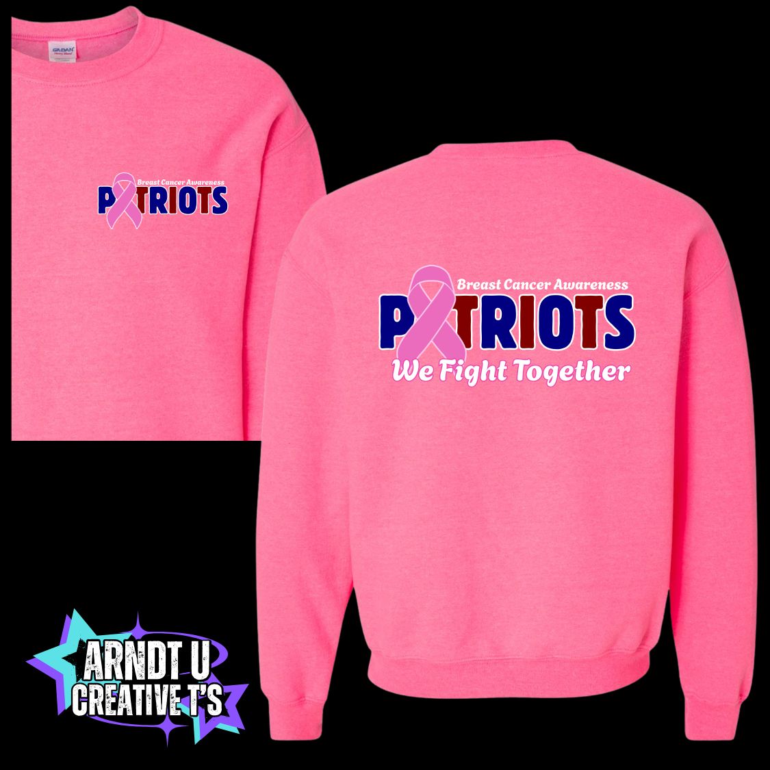 AA Breast Cancer Awareness Front & Back Logo Crewneck & Hoodie Sweatshirts