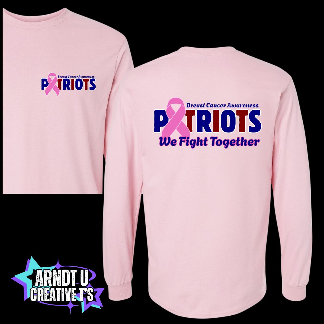 AA Adult Breast Cancer Awareness Front & Back Logo Short & Long Sleeve