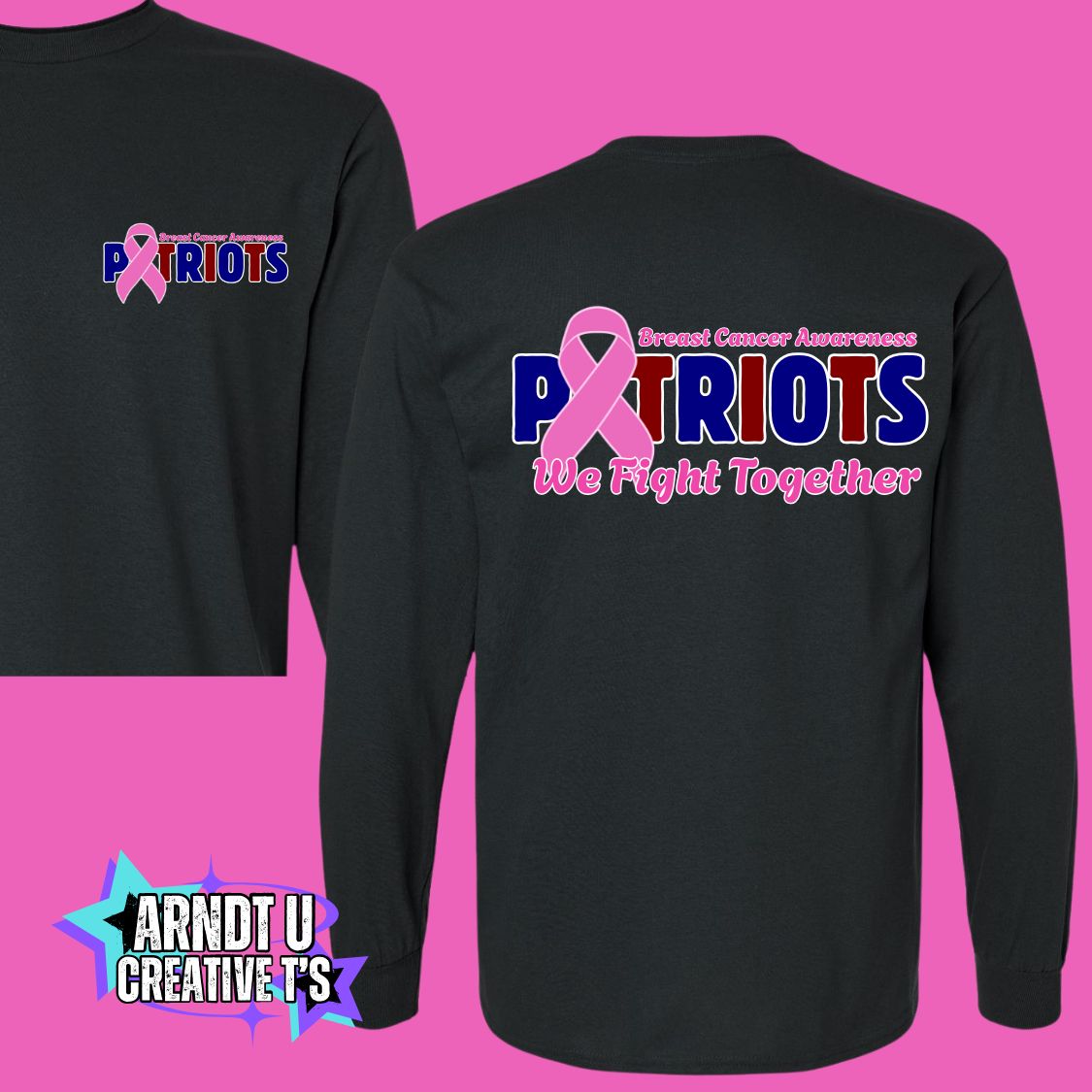 AA Adult Breast Cancer Awareness Front & Back Logo Short & Long Sleeve