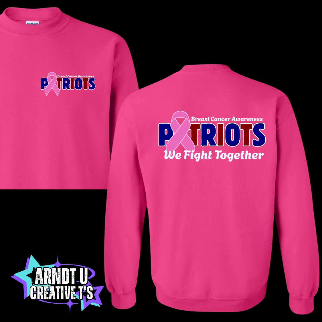 AA Breast Cancer Awareness Front & Back Logo Crewneck & Hoodie Sweatshirts