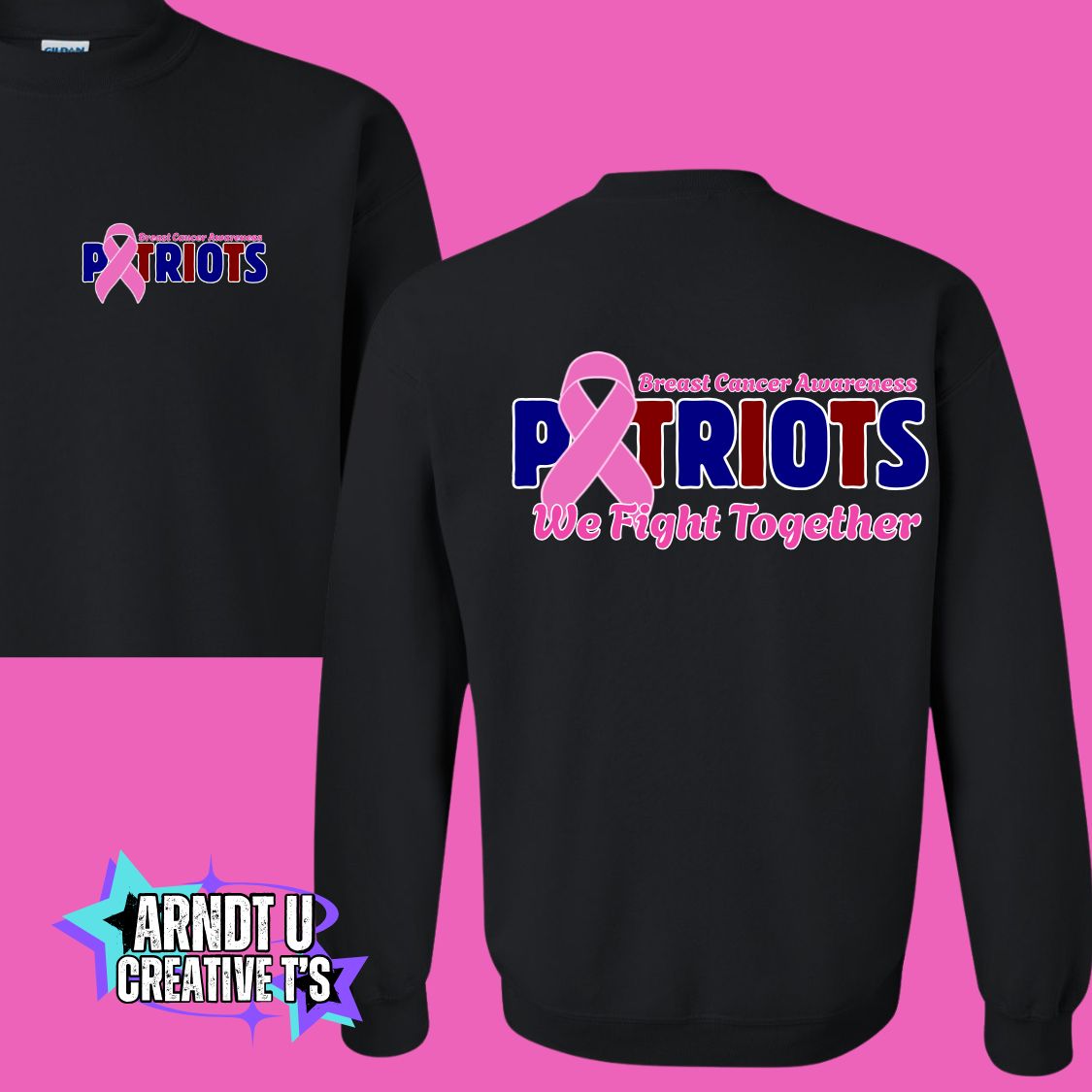 AA Youth Breast Cancer Awareness Front & Back Logo Crewneck & Hoodie Sweatshirts
