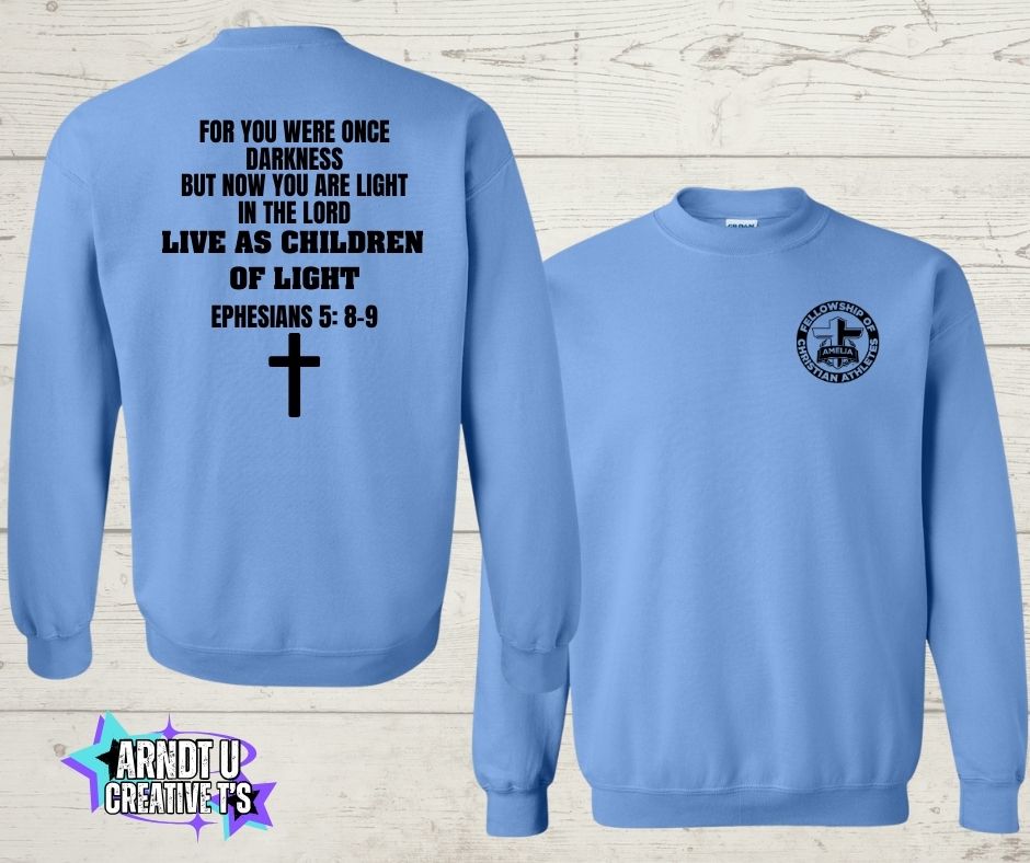 AMELIA FELLOWSHIP OF CHRISTIAN ATHLETES CREWNECK SWEATSHIRT (left chest)