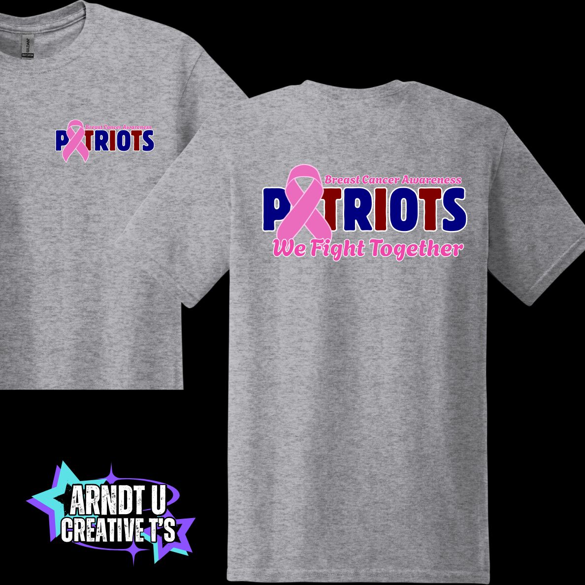 AA Adult Breast Cancer Awareness Front & Back Logo Short & Long Sleeve