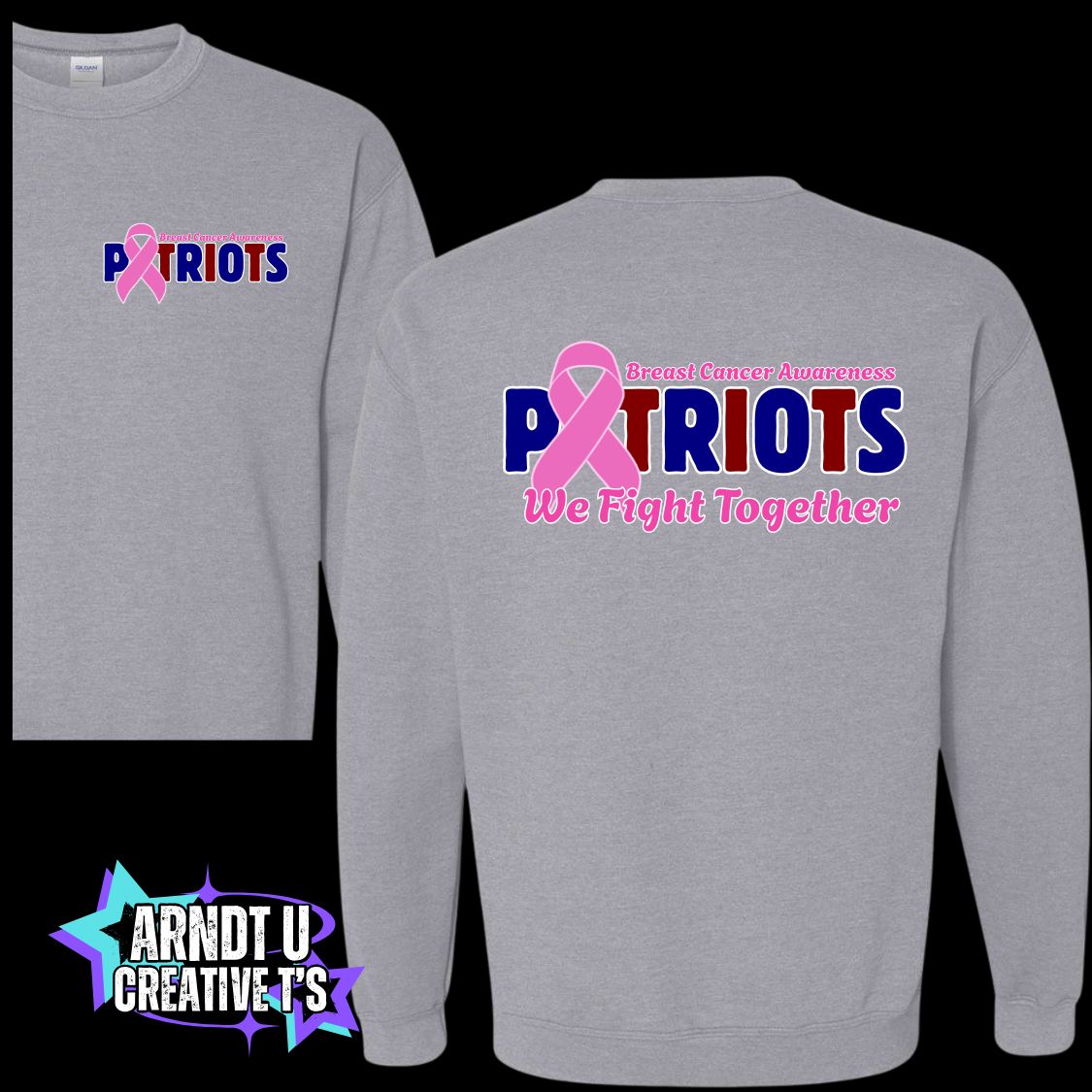 AA Breast Cancer Awareness Front & Back Logo Crewneck & Hoodie Sweatshirts