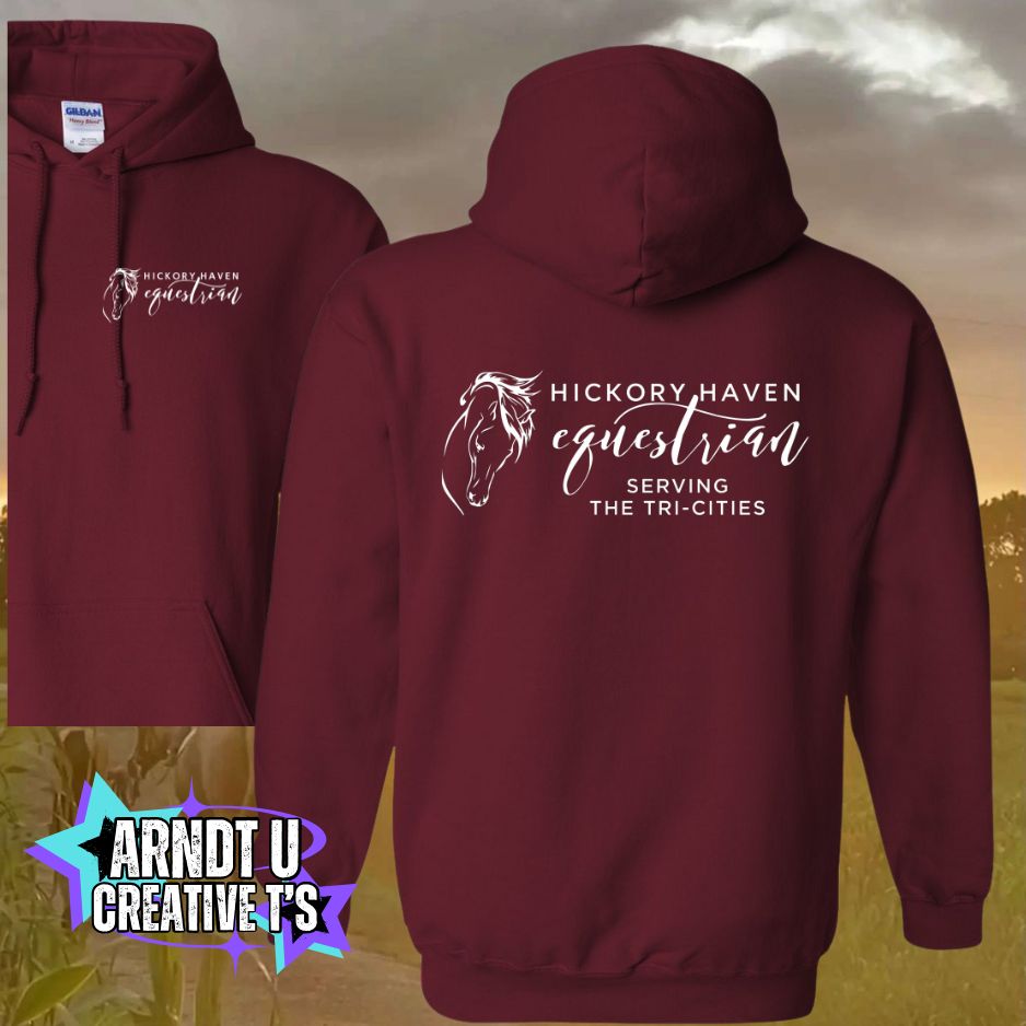 Adult Hickory Havens Hoodie Sweatshirt-White Writing