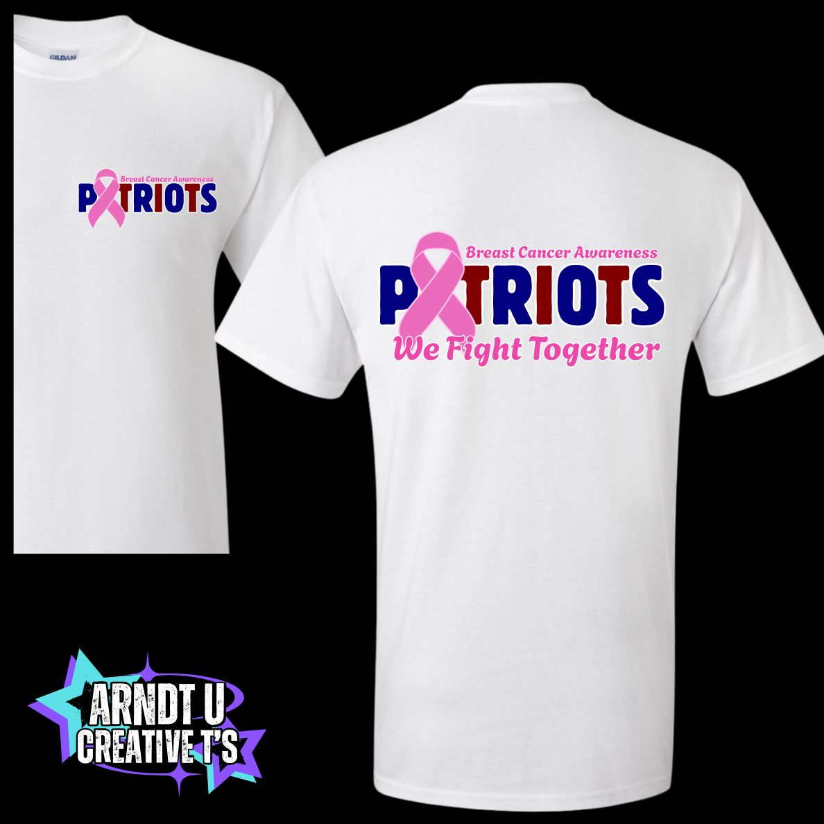AA Adult Breast Cancer Awareness Front & Back Logo Short & Long Sleeve