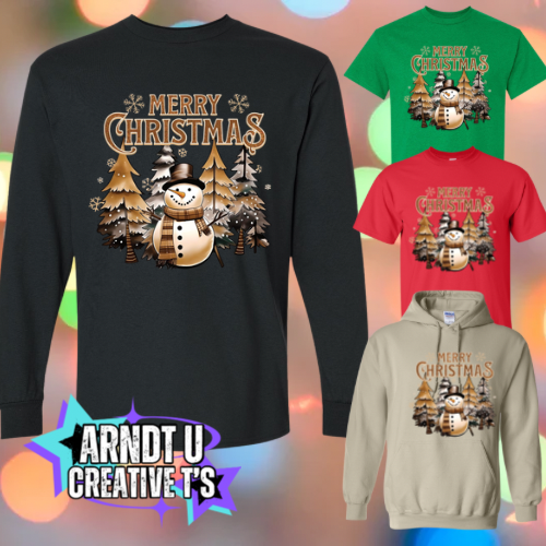 Snowman Gold Merry Christmas