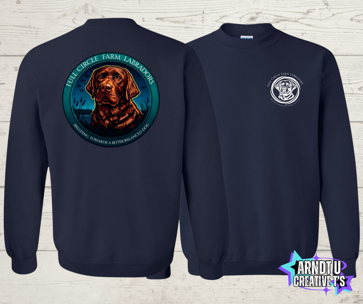 Full Circle Farm Labradors Chocolate Lab Crewneck Sweatshirt