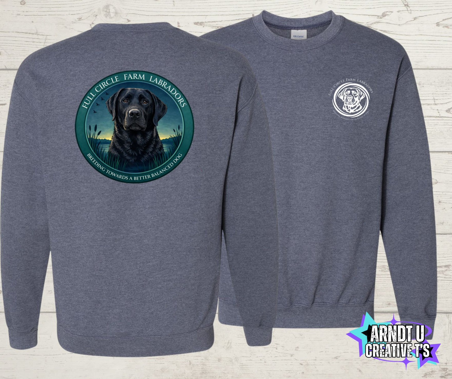 Full Circle Farm Labradors Black Lab Crewneck Sweatshirt