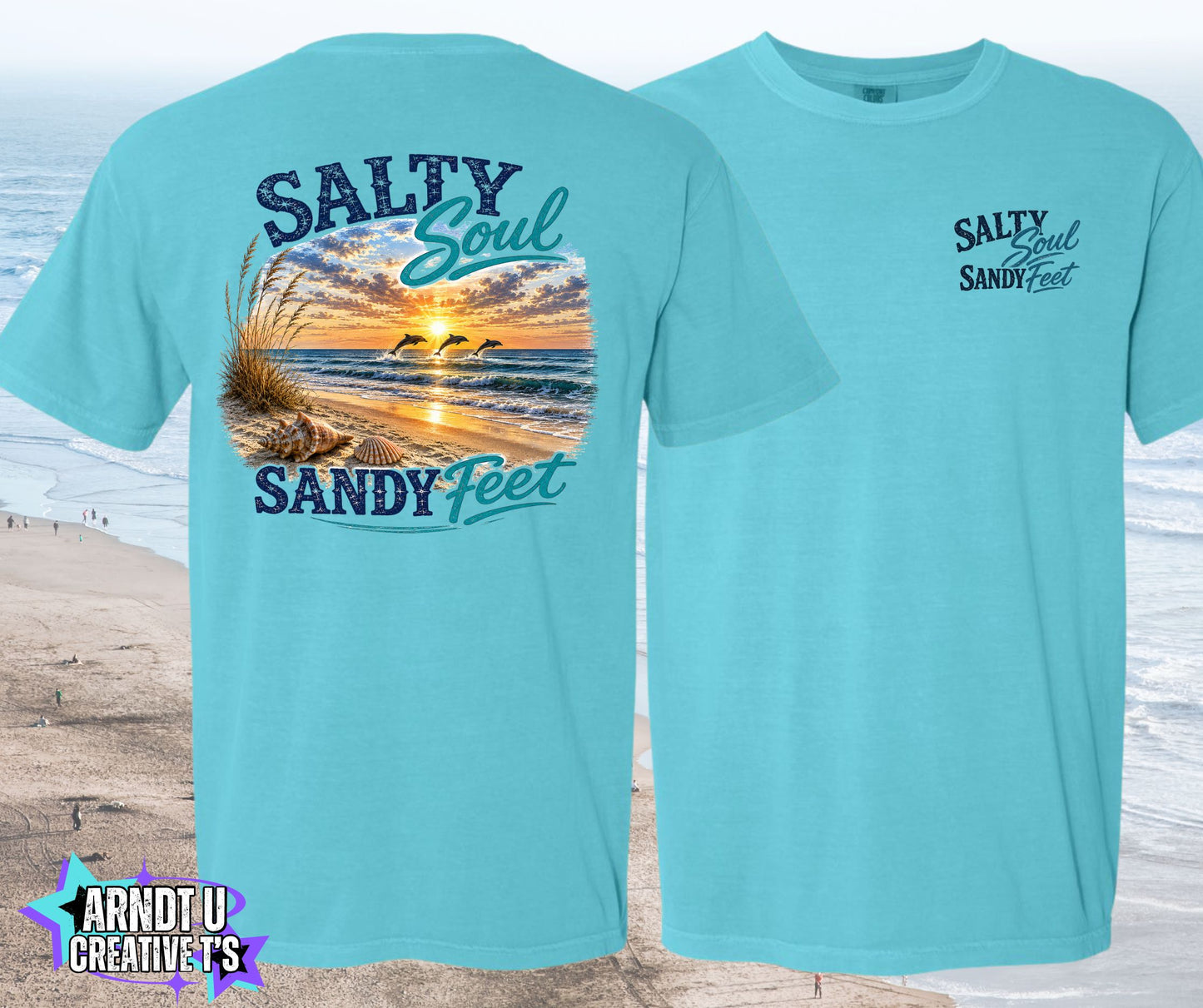 Salty Soul Sandy Feet Sunset Dolphins