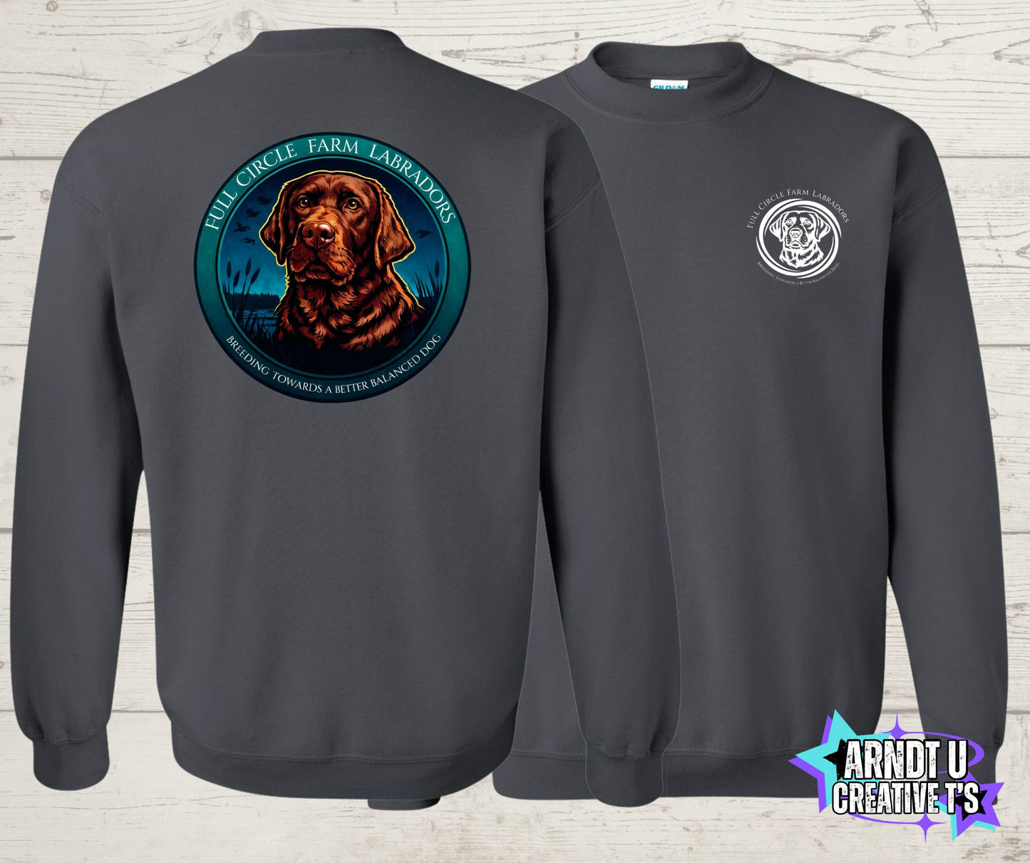 Full Circle Farm Labradors Chocolate Lab Crewneck Sweatshirt