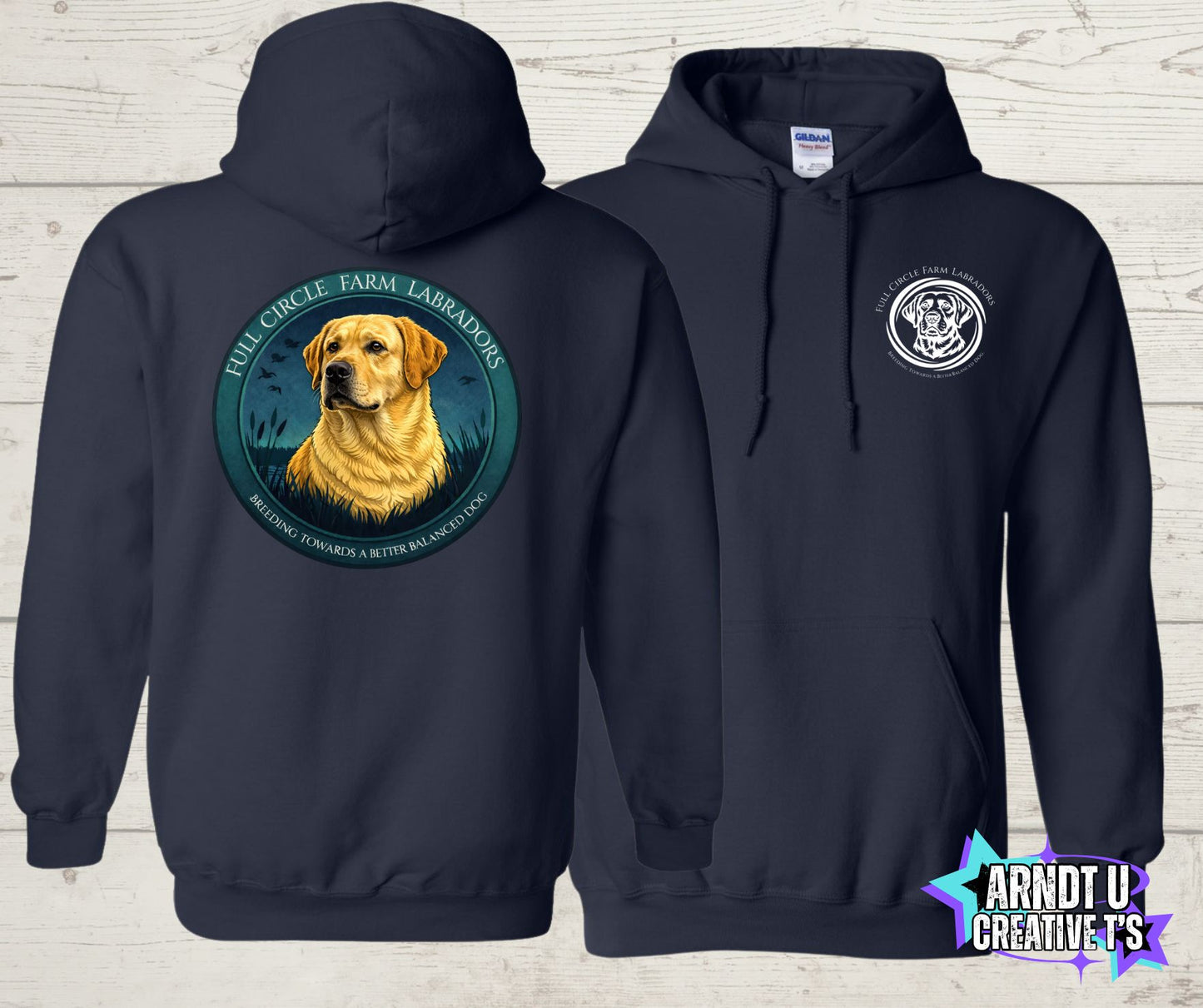 Full Circle Farm Labradors Yellow Lab Gildan Hoodies