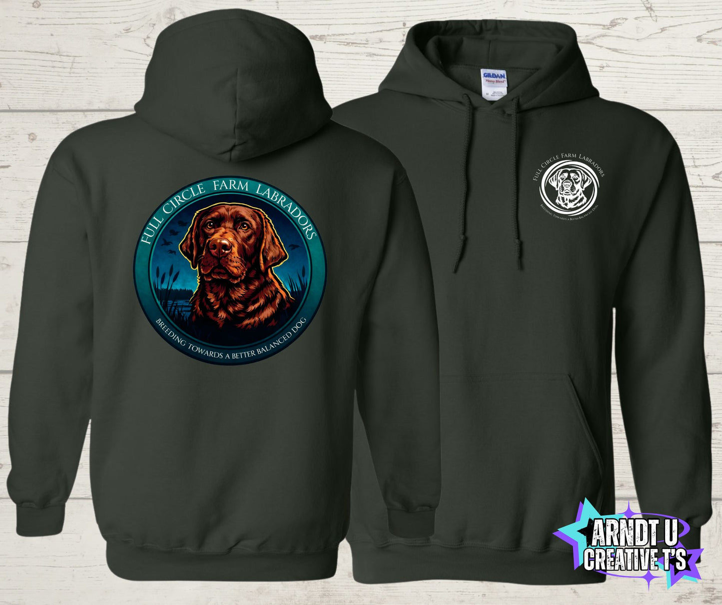 Full Circle Farm Labradors Chocolate Lab Gildan Hoodies