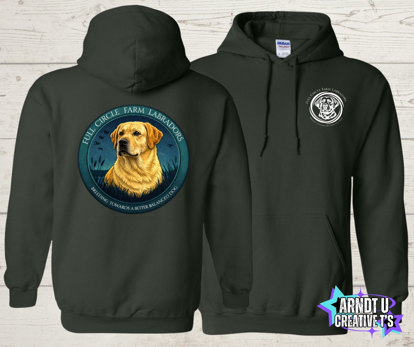 Full Circle Farm Labradors Yellow Lab Gildan Hoodies