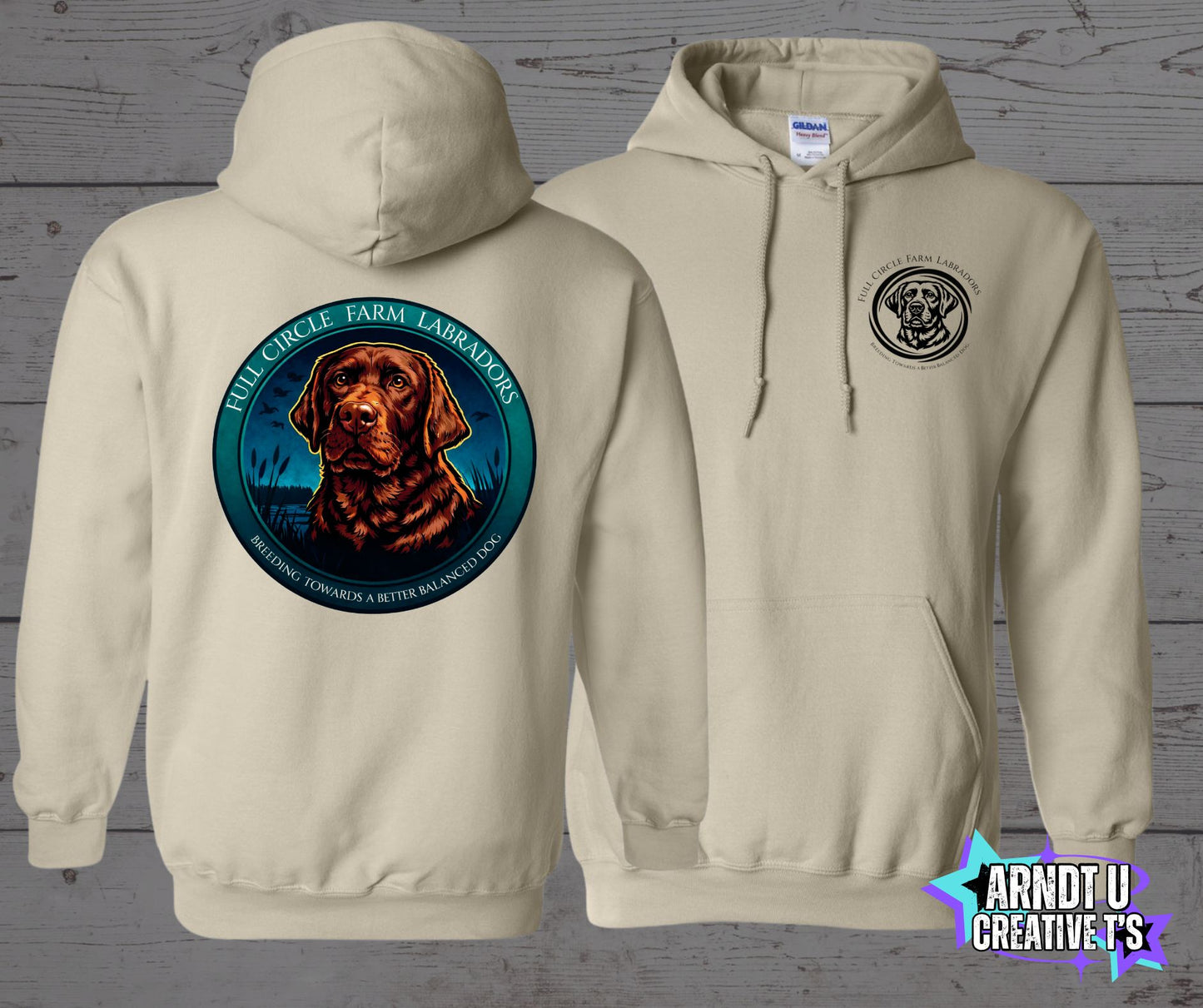 Full Circle Farm Labradors Chocolate Lab Gildan Hoodies