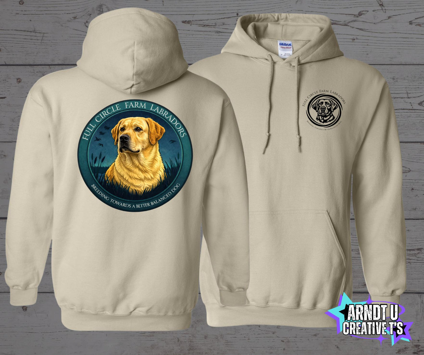 Full Circle Farm Labradors Yellow Lab Gildan Hoodies