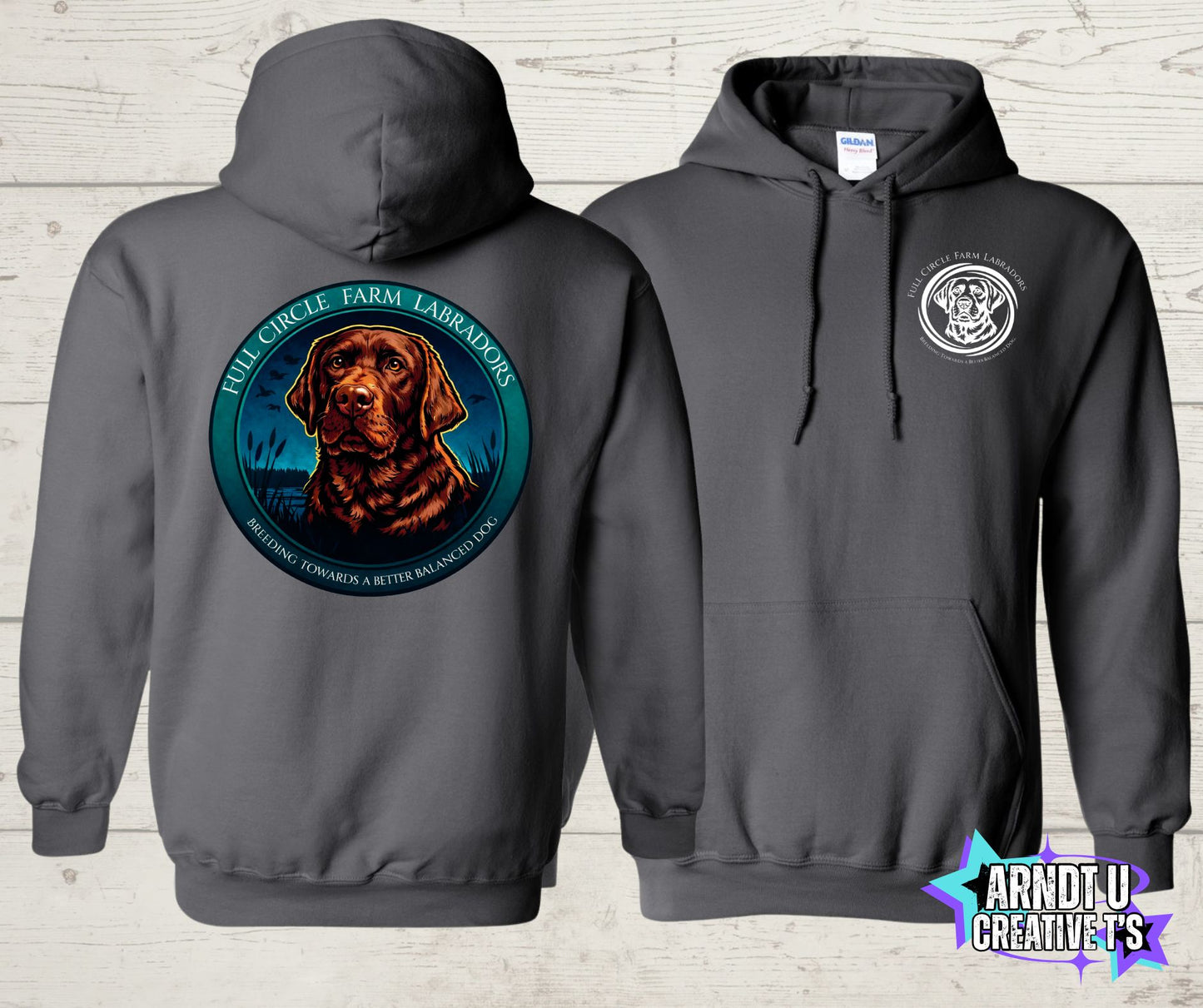 Full Circle Farm Labradors Chocolate Lab Gildan Hoodies