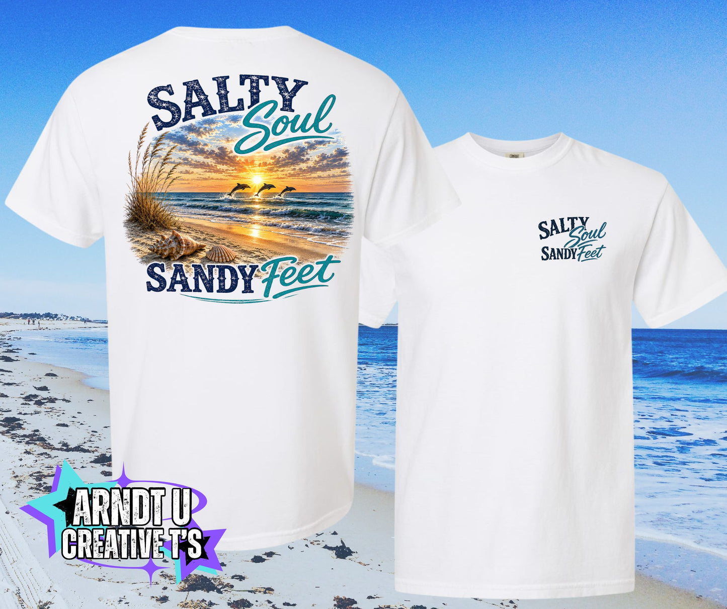 Salty Soul Sandy Feet Sunset Dolphins