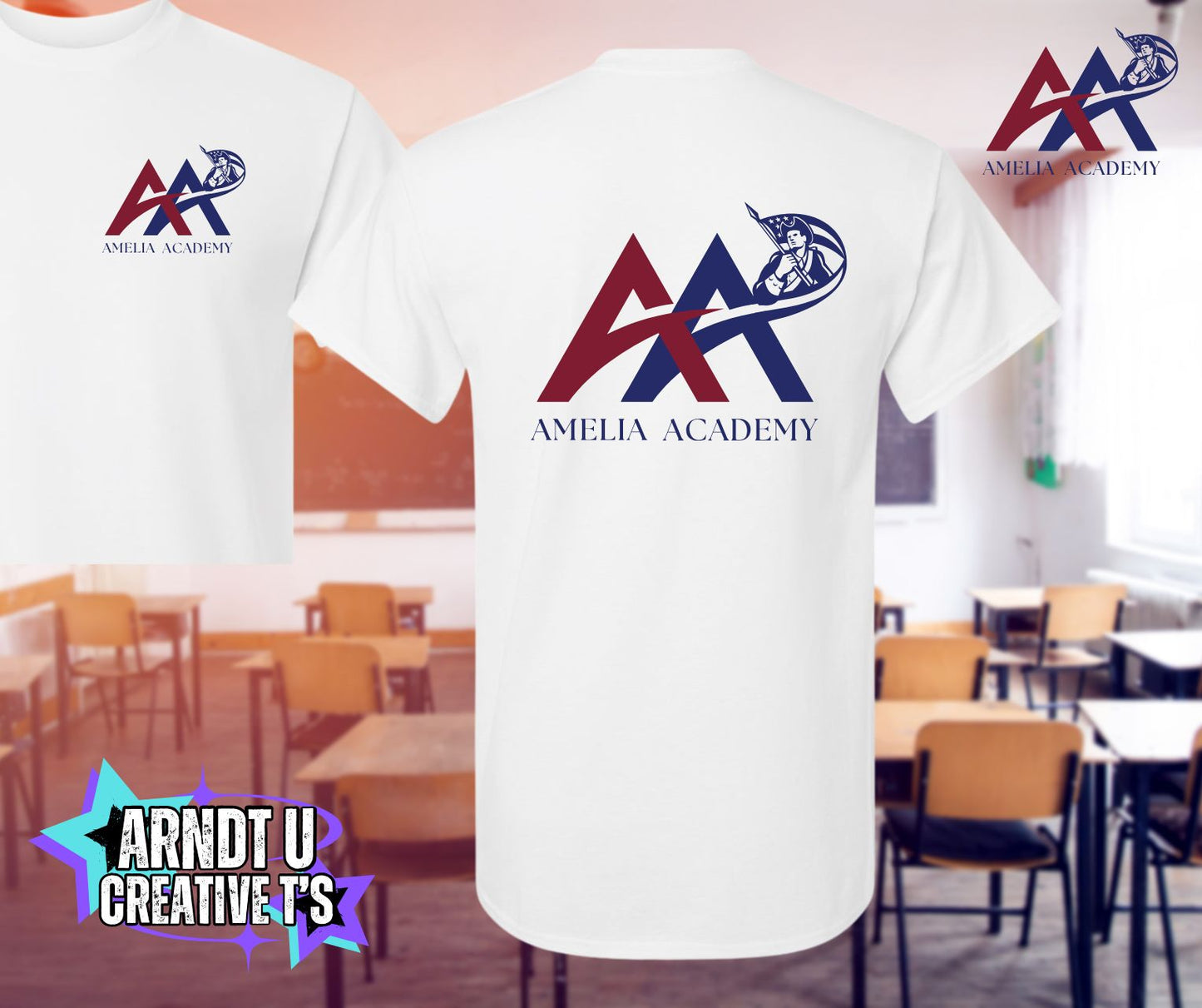 Amelia Academy Left Chest & Back Logo