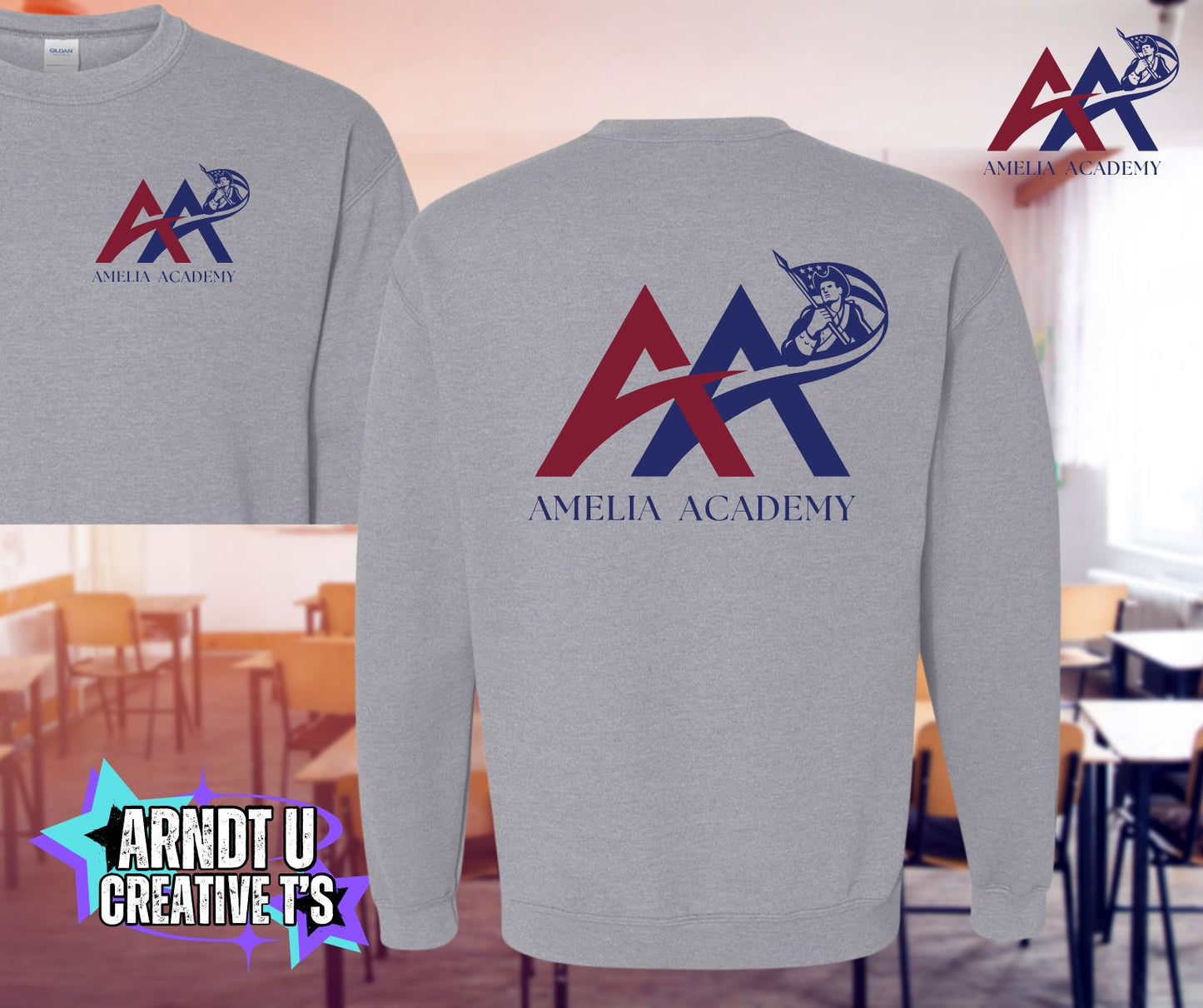 Amelia Academy Left Chest & Back Logo