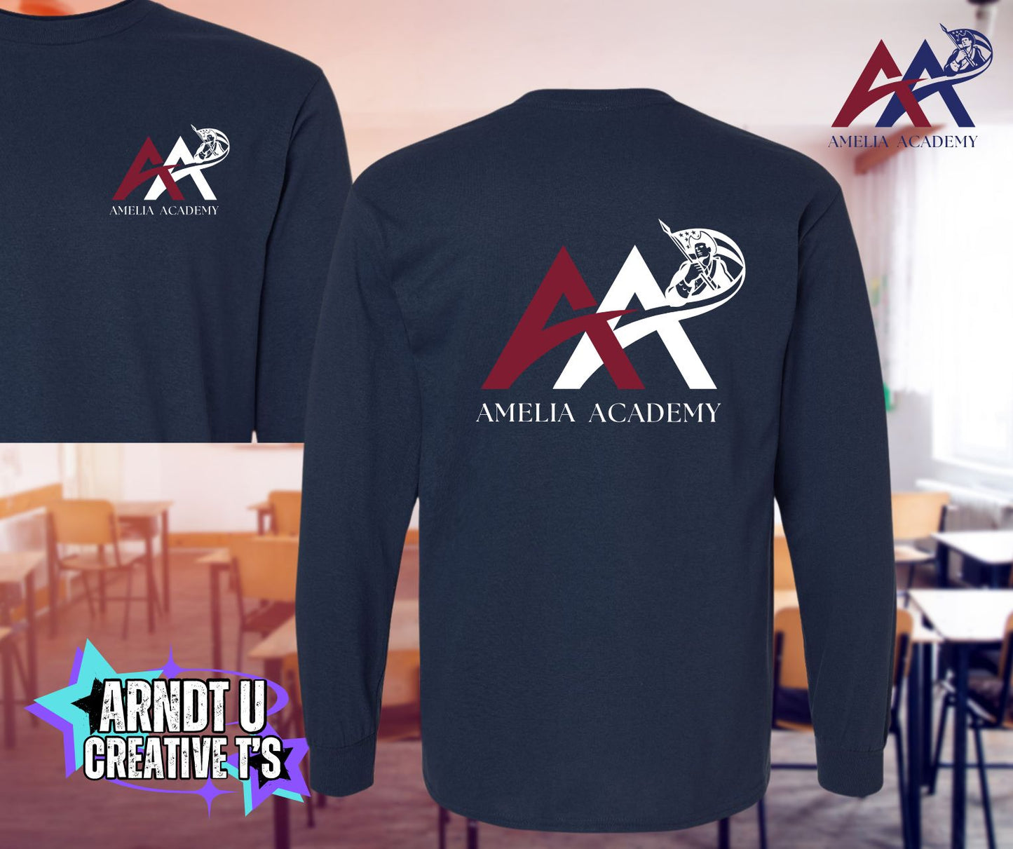Amelia Academy Left Chest & Back Logo