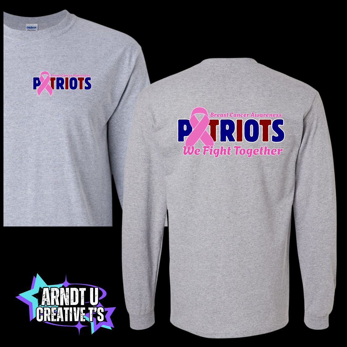 AA Adult Breast Cancer Awareness Front & Back Logo Short & Long Sleeve