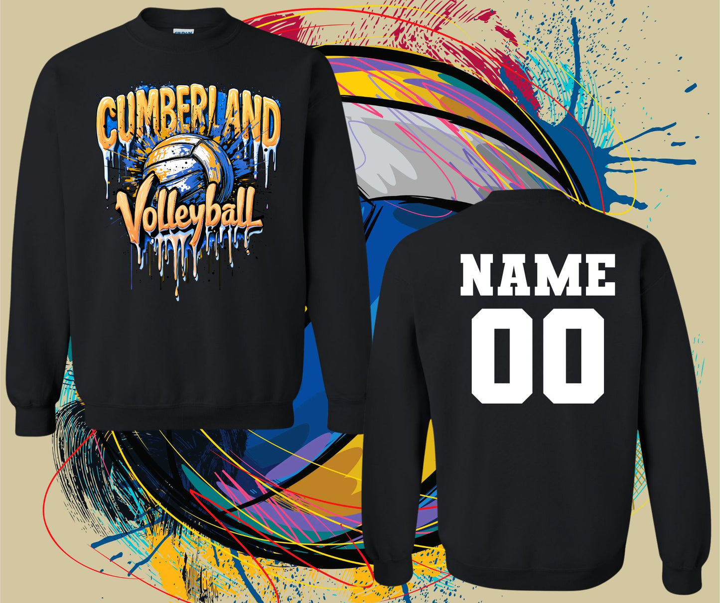 Cumberland Volleyball with Name & Number