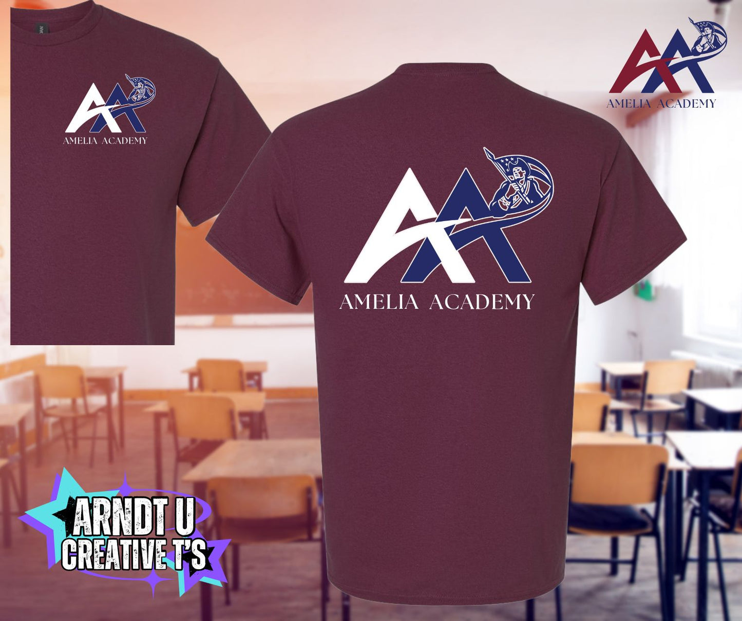 Amelia Academy Left Chest & Back Logo