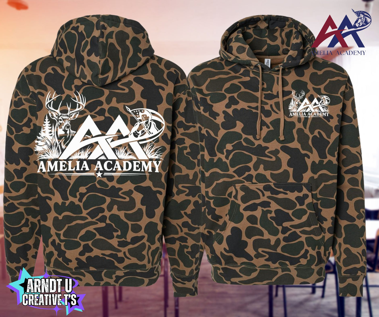 New Patriots Deer Camo Independent Trading Company Hoodies