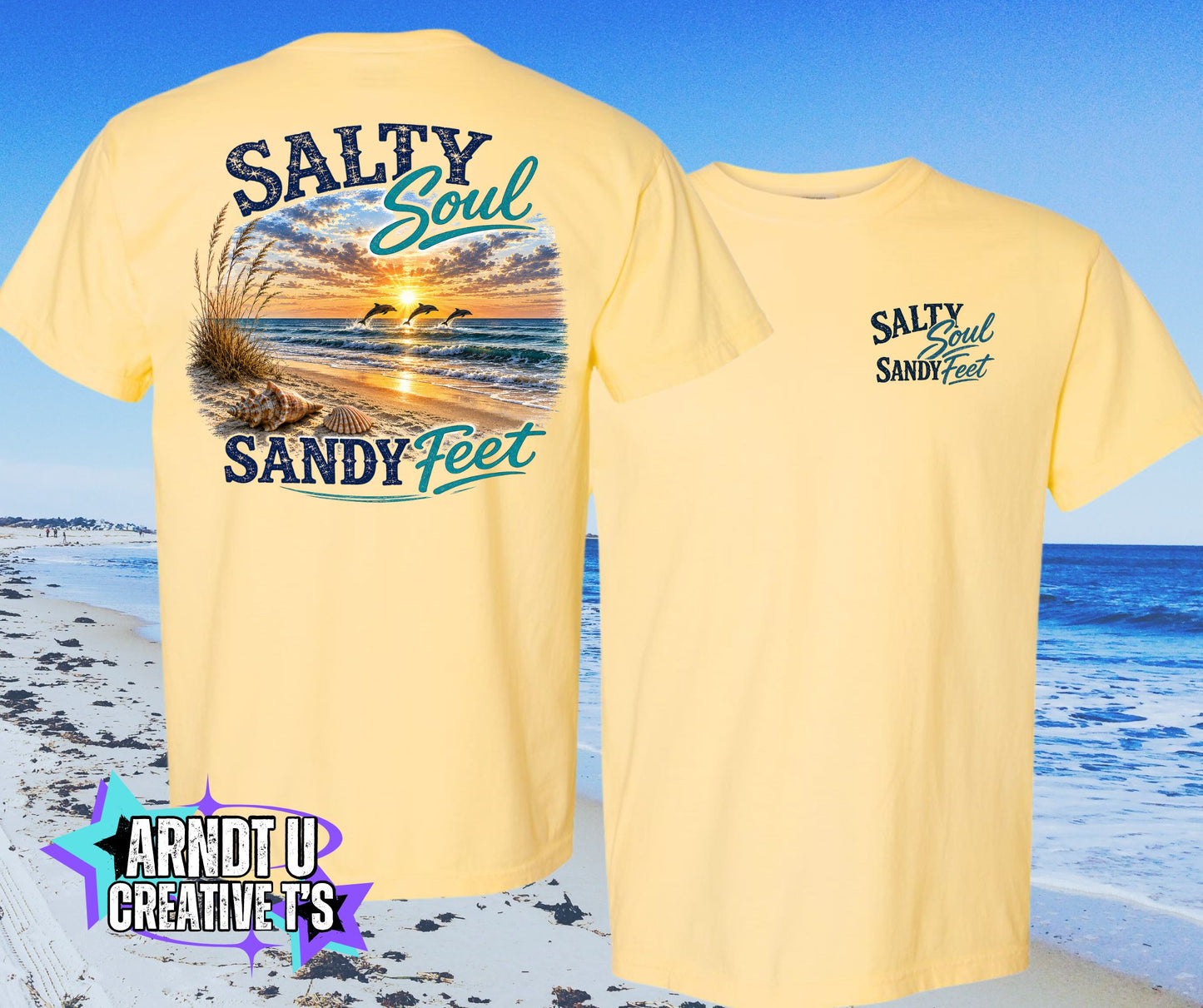Salty Soul Sandy Feet Sunset Dolphins