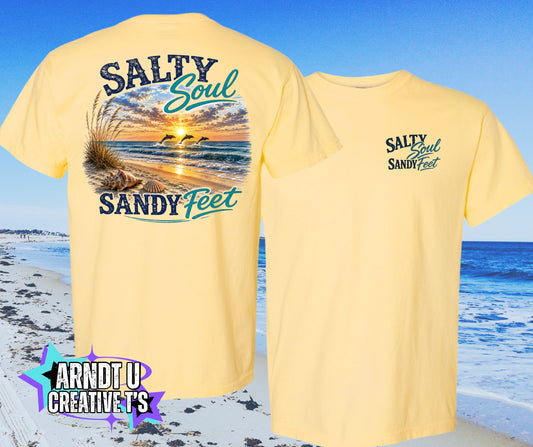 Salty Soul Sandy Feet Sunset Dolphins