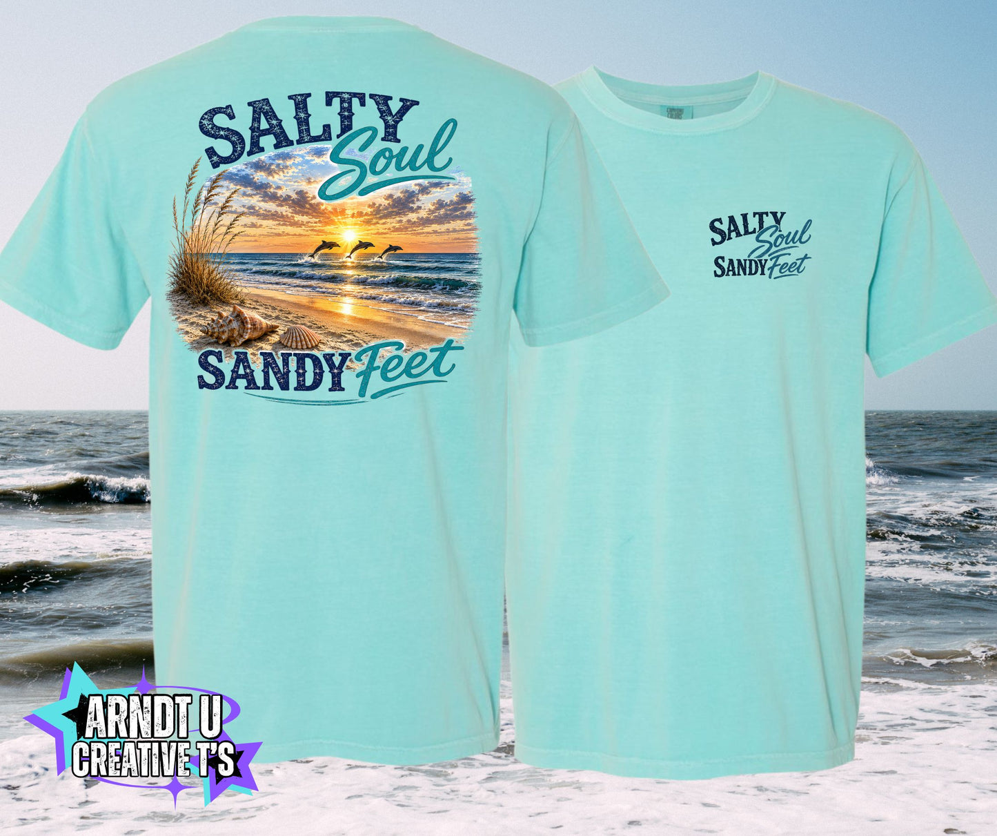 Salty Soul Sandy Feet Sunset Dolphins